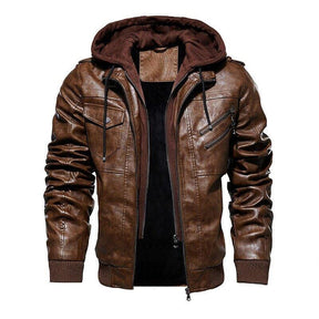Veste en cuir pour homme Noble avec capuche amovible