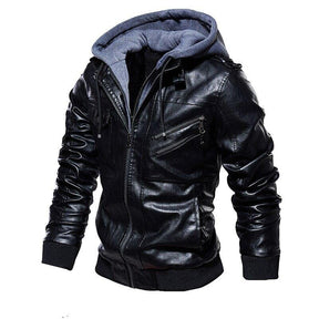 Veste en cuir pour homme Noble avec capuche amovible