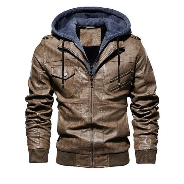 Veste en cuir pour homme Noble avec capuche amovible